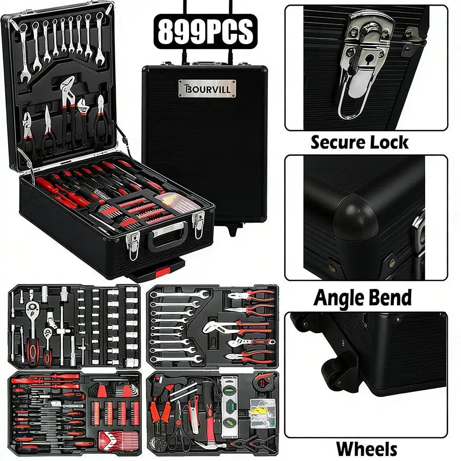 💥💥899-Piece Master Mechanic Tool Set with Mobile Rolling Storage Cabinet