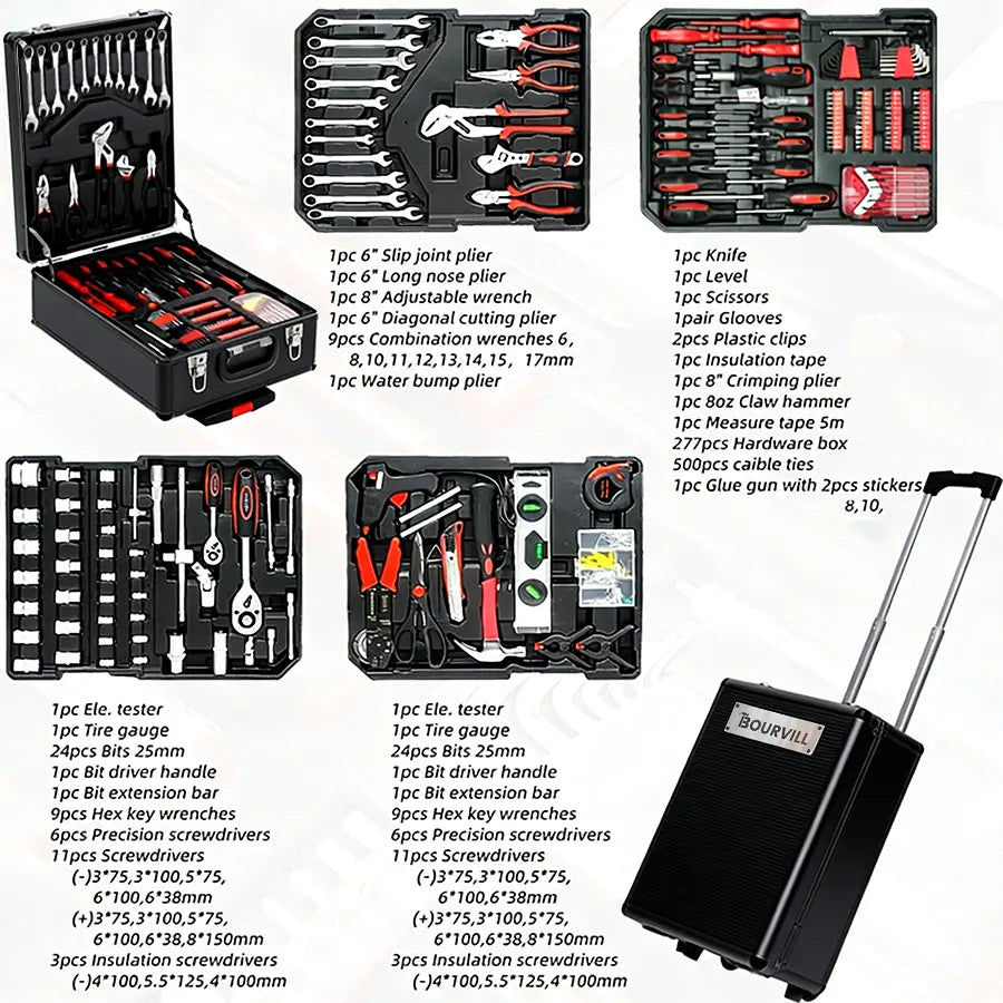 💥💥899-Piece Master Mechanic Tool Set with Mobile Rolling Storage Cabinet
